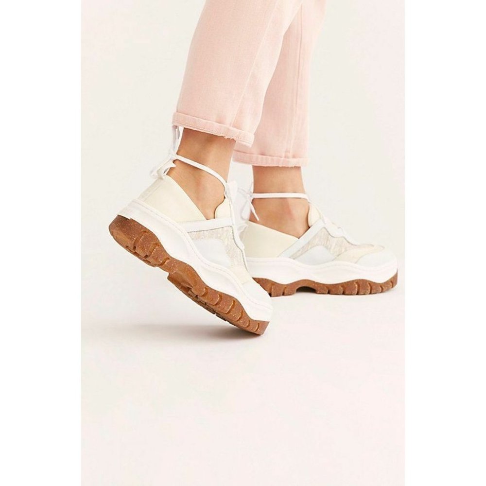 Sydney Brown Vegan Rice Rave Cork White Sneakers Womens Size 38